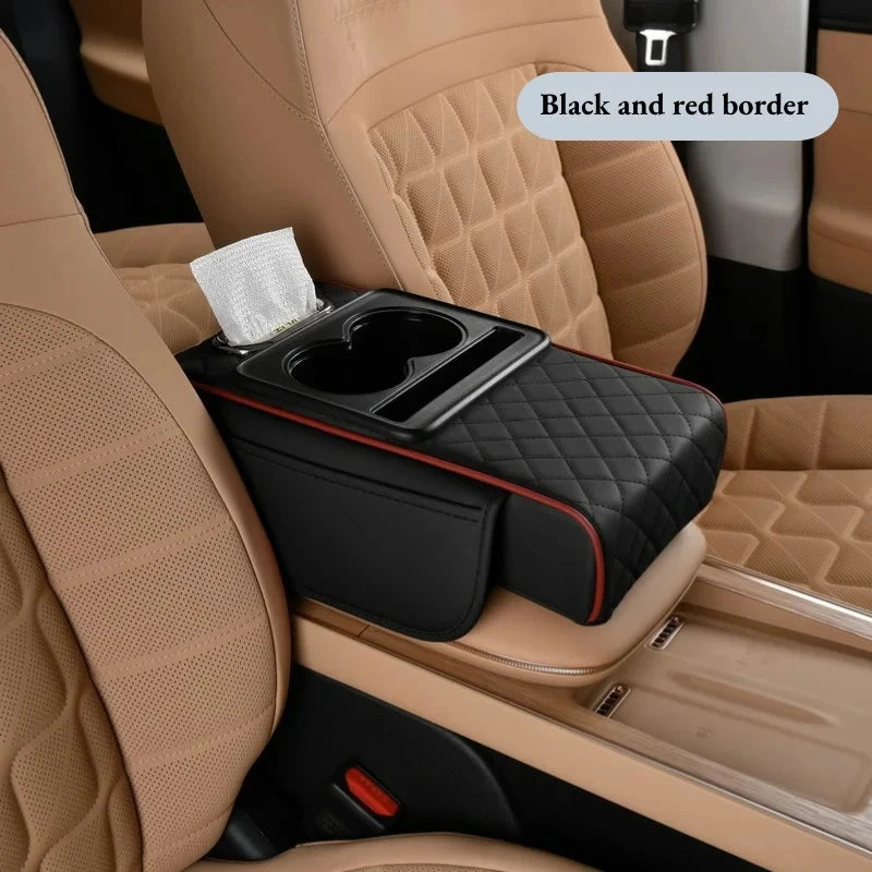 Car Armrest Cushion with 2 Cup Holders – Center Console Heightening Pad (All Seasons)