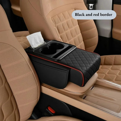 Car Armrest Cushion with 2 Cup Holders – Center Console Heightening Pad (All Seasons)