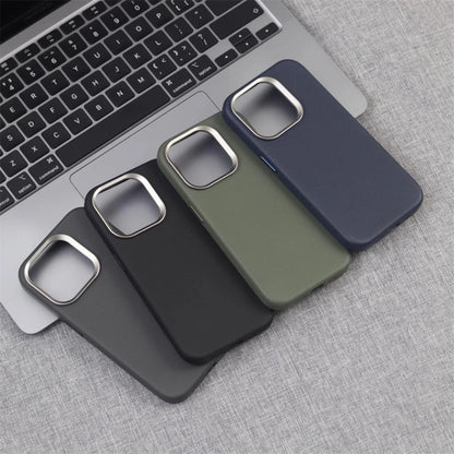 Luxury Alloy Lens Frame Leather Magnetic Case – MagSafe Compatible for iPhone 17/16/15/14/13 Pro Max