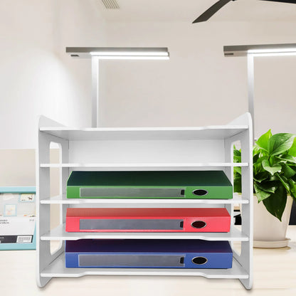 5-Tier Desk File Organizer, A4 Paper Document Holder, Multifunctional Desktop Storage Rack for Home Office School Supplies
