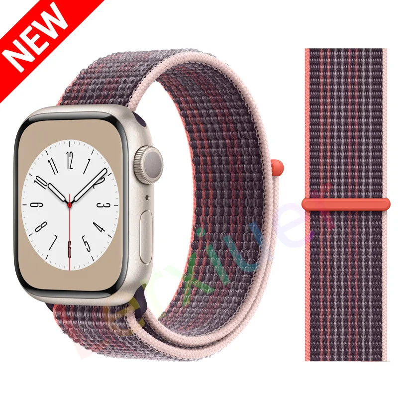 Nylon Loop Strap for Apple Watch Band 46mm 44mm 40mm 42mm 45mm 41mm 49mm 44 mm Bracelet iWatch Series Ultra 2 11 10 9 SE 7 6 5 4