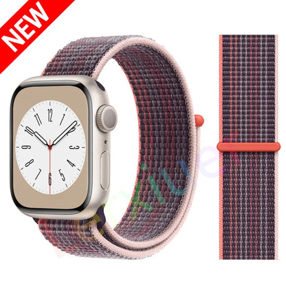 Nylon Loop Strap for Apple Watch Band 46mm 44mm 40mm 42mm 45mm 41mm 49mm 44 mm Bracelet iWatch Series Ultra 2 11 10 9 SE 7 6 5 4