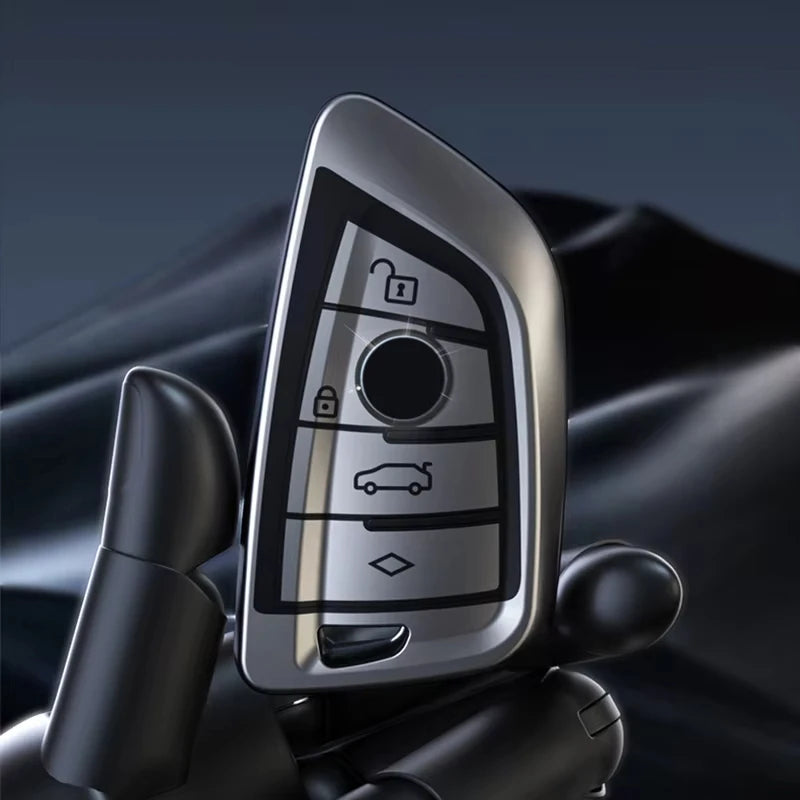 Titanium Gray Smart Car Key Case Cover for BMW
