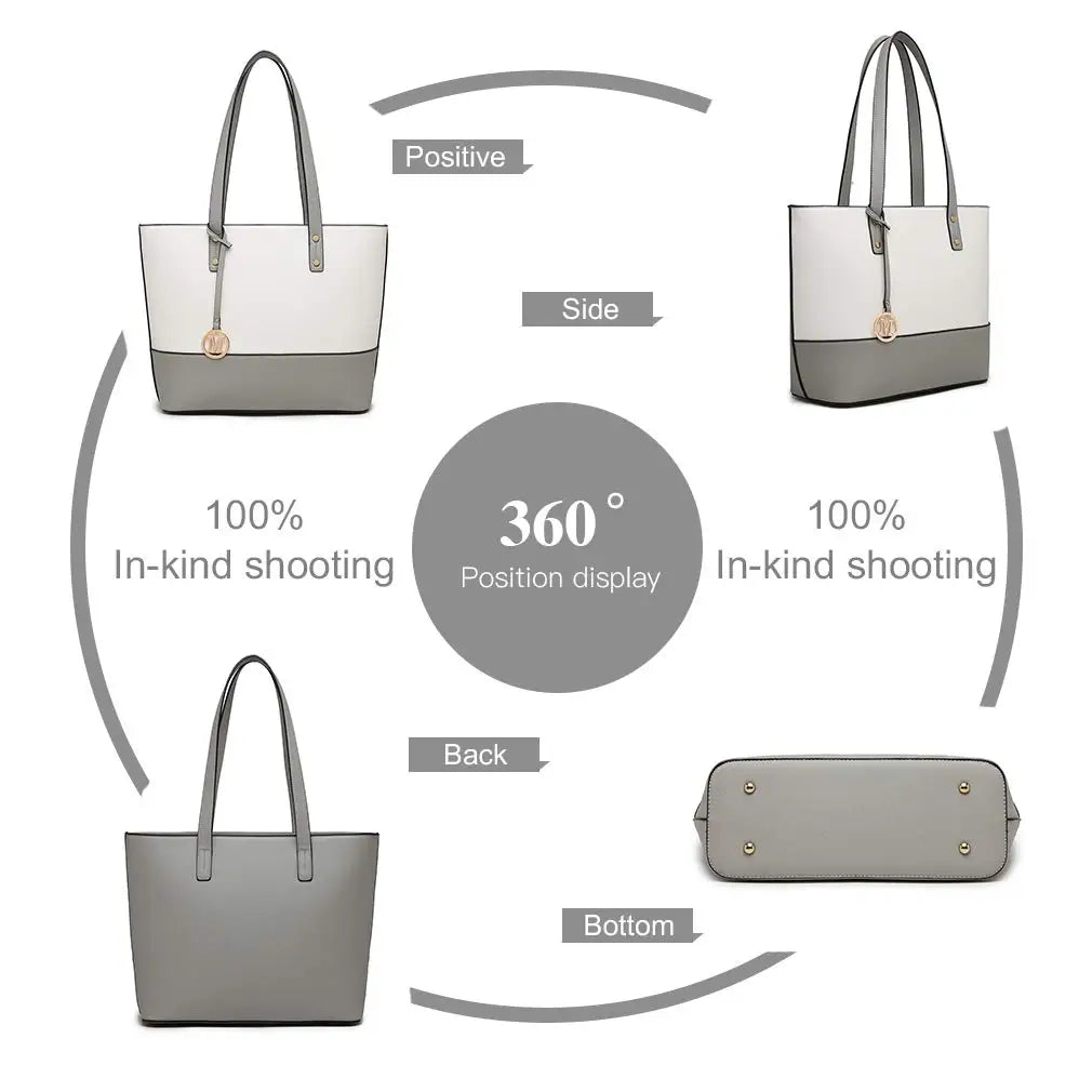 Miss Lulu 3PCS Women’s Handbag Set – Large Tote, Shoulder Bag & Briefcase