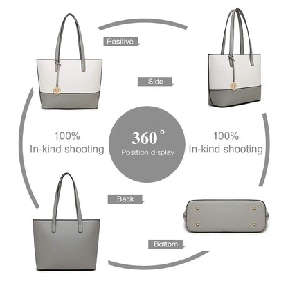 Miss Lulu 3PCS Women’s Handbag Set – Large Tote, Shoulder Bag & Briefcase