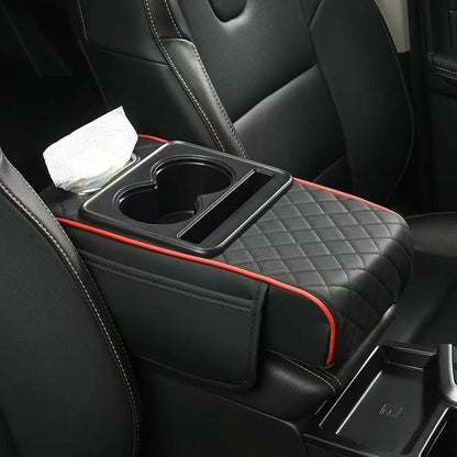 Car Armrest Cushion with 2 Cup Holders – Center Console Heightening Pad (All Seasons)