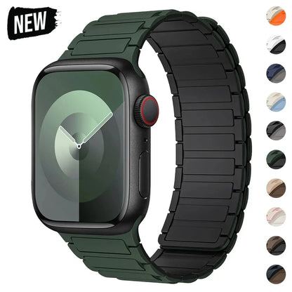 Magnetic Silicone Loop Band for Apple Watch – Adjustable Strap for Series 9/8/7/6/5/4/3/SE/Ultra