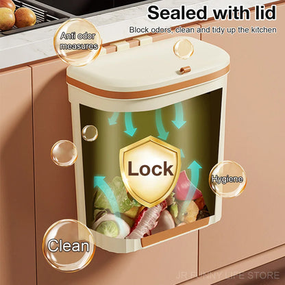 Wall Mounted Trash Can with Lid – 8.5/12L Kitchen & Bathroom Cabinet Bin