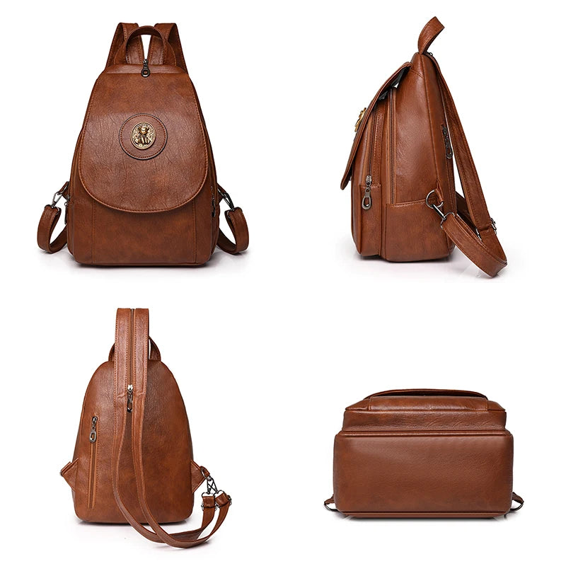 2024 Luxury Leather Large Capacity Backpack – Fashion Designer Travel & Book Bag