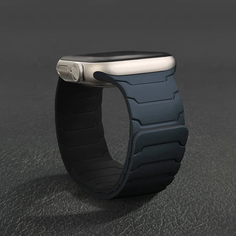 Magnetic Silicone Strap for Apple Watch – Adjustable Band (38–49mm, Ultra & Series Compatible)