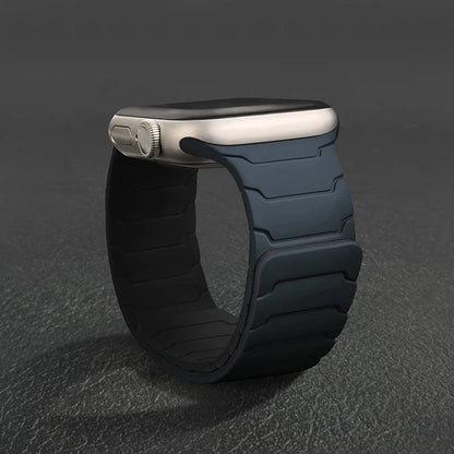 Magnetic Silicone Strap for Apple Watch – Adjustable Band (38–49mm, Ultra & Series Compatible)