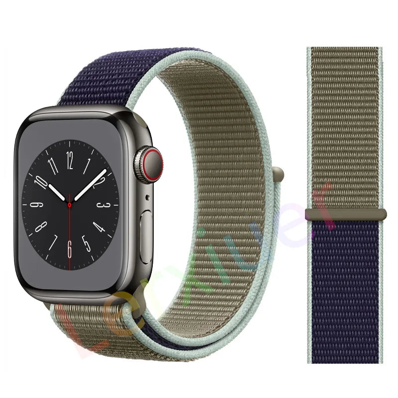 Nylon Loop Strap for Apple Watch Band 46mm 44mm 40mm 42mm 45mm 41mm 49mm 44 mm Bracelet iWatch Series Ultra 2 11 10 9 SE 7 6 5 4