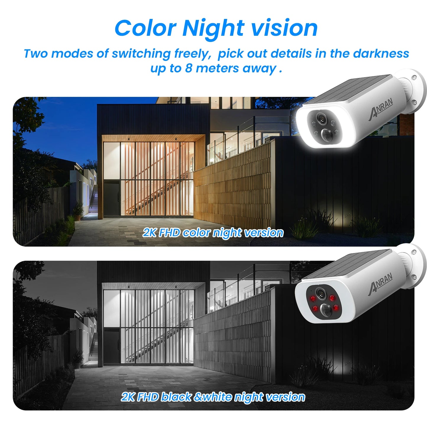ANRAN Solar WiFi Security Camera – 3MP Outdoor Wireless CCTV (2–3 Pack)