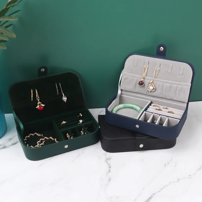 Portable Jewelry Box – Travel Organizer Case with Soft Chenille Interior