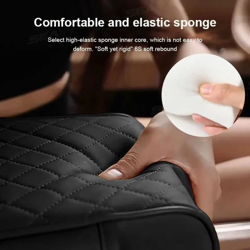 Car Armrest Cushion with 2 Cup Holders – Center Console Heightening Pad (All Seasons)