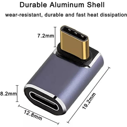 90° USB-C Right Angle Adapter – 40Gbps, 100W PD & 8K@60Hz Video (Male to Female)