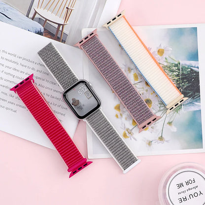 Nylon Loop Strap for Apple Watch Band 46mm 44mm 40mm 42mm 45mm 41mm 49mm 44 mm Bracelet iWatch Series Ultra 2 11 10 9 SE 7 6 5 4