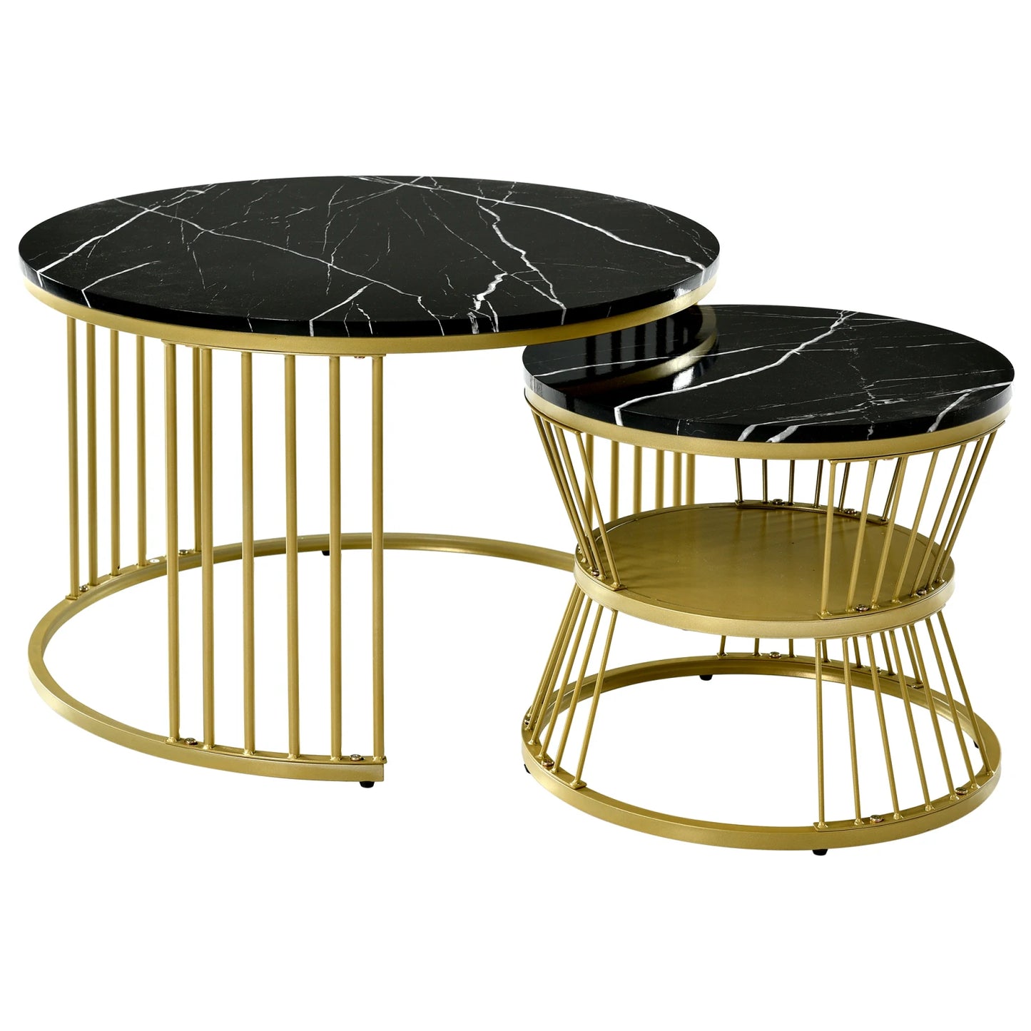 Roshanda 2PCS Nesting Coffee Table Set – Modern Round Sofa Tables