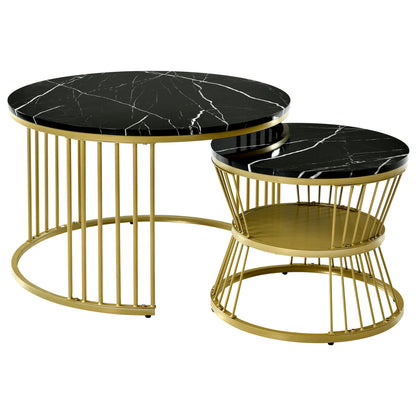 Roshanda 2PCS Nesting Coffee Table Set – Modern Round Sofa Tables