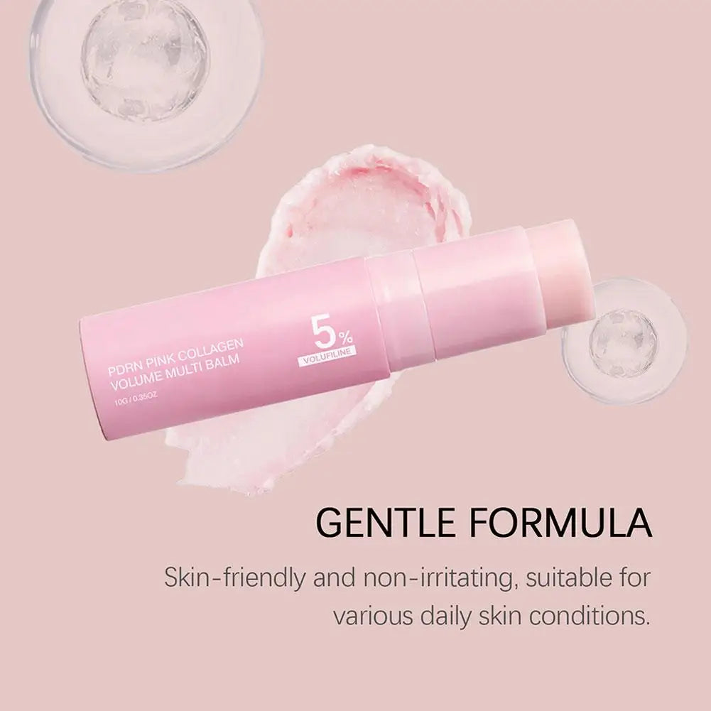 5% Volufiline PDRN Pink Collagen Volume Multi Balm LongLasting Hydrating Plumping Moisturizing Skin Care Stick for Face and Body