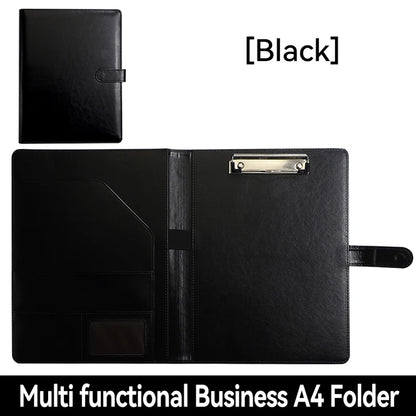 A4 PU Leather Folder Organizer – Multi-Functional Business Portfolio with Pen Holder & Card Slots