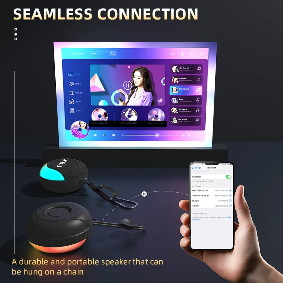 XBJ Waterproof Bluetooth Speaker – Floating LED Shower & Outdoor Speaker