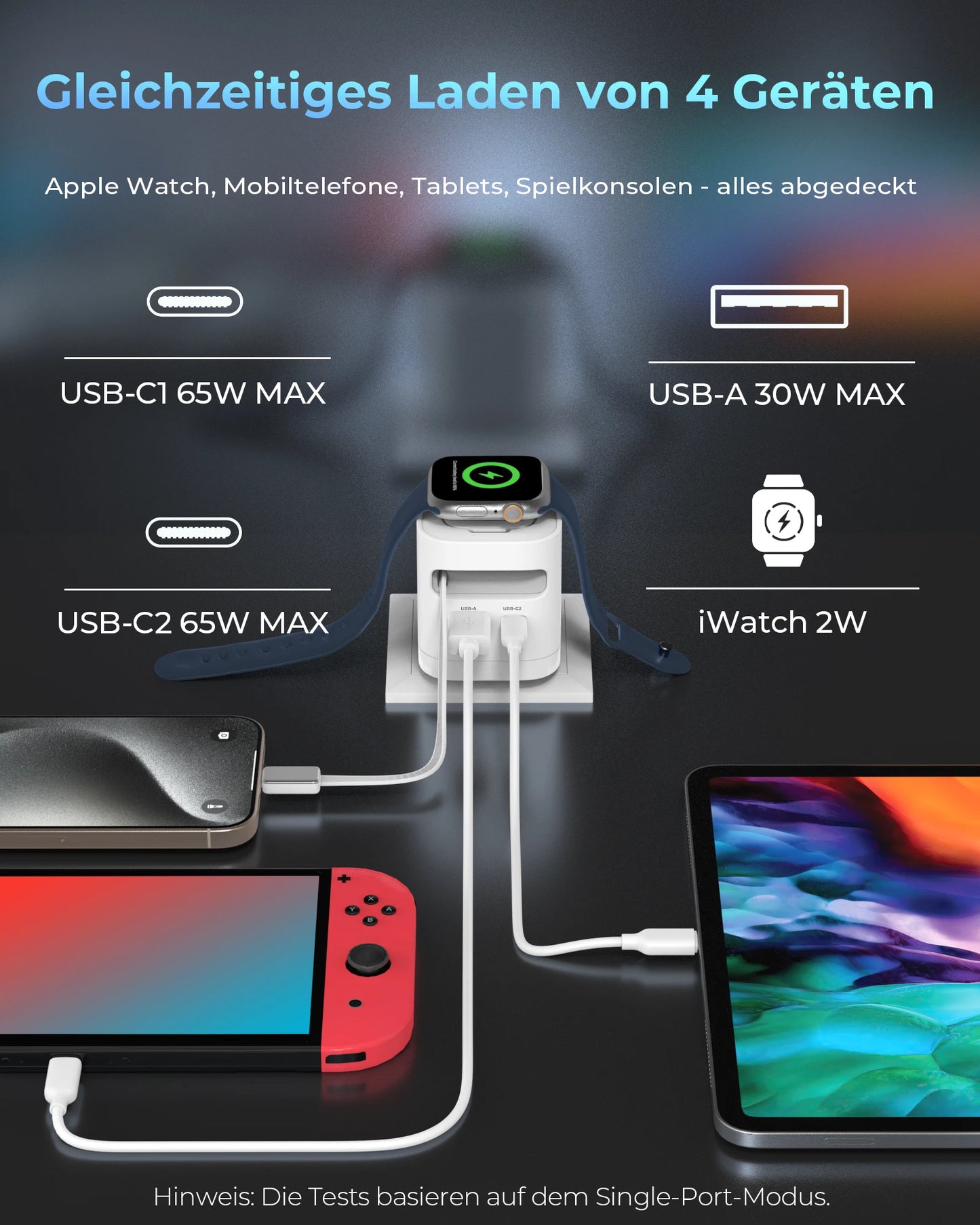 TITLE: TOPADRE 65W Retractable Wireless Charger – Apple Watch, iPhone, iPad & MacBook Foldable Charger