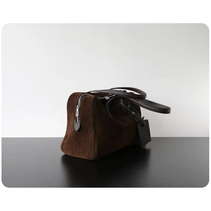 Premium Cowhide Boston Bag – Genuine Leather Large Capacity Women’s Bowling & Messenger Bag