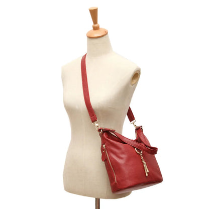 Zency Genuine Leather Women’s Hobo Bag – Elegant Medium Shoulder Handbag with Ring Detail
