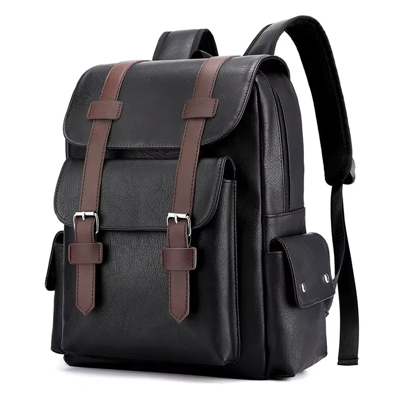 HOMEFISH Men Backpack PU Leather Bagpack Large Laptop Backpacks Male Mochilas Black Schoolbag For Teenagers Boys Brown Sac A Dos