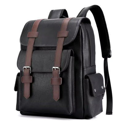 HOMEFISH Men Backpack PU Leather Bagpack Large Laptop Backpacks Male Mochilas Black Schoolbag For Teenagers Boys Brown Sac A Dos