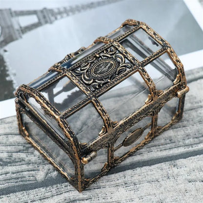 Transparent Treasure Chest Jewelry Box – Crystal Gem Storage Organizer