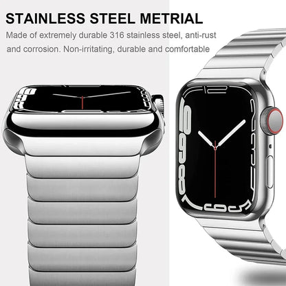 Titanium Color Strap for Apple Watch Band Ultra 2 49mm 45mm 44mm 42mm 41mm 40mm Stainless Steel Bracelet IWatch 9 8 7 6 SE 5 4