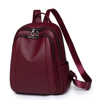 High Quality Vintage Leather Women’s Backpack – Large Capacity School & Travel Bag