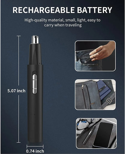 3-in-1 Electric Nose Hair Trimmer – USB Rechargeable Eyebrow & Facial Hair Remover (Aluminum Body)
