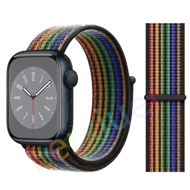 Nylon Loop Strap for Apple Watch Band 46mm 44mm 40mm 42mm 45mm 41mm 49mm 44 mm Bracelet iWatch Series Ultra 2 11 10 9 SE 7 6 5 4