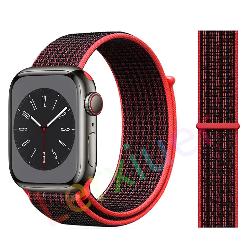 Nylon Loop Strap for Apple Watch Band 46mm 44mm 40mm 42mm 45mm 41mm 49mm 44 mm Bracelet iWatch Series Ultra 2 11 10 9 SE 7 6 5 4