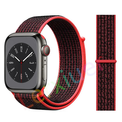 Nylon Loop Strap for Apple Watch Band 46mm 44mm 40mm 42mm 45mm 41mm 49mm 44 mm Bracelet iWatch Series Ultra 2 11 10 9 SE 7 6 5 4