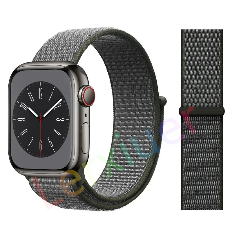 Nylon Loop Strap for Apple Watch Band 46mm 44mm 40mm 42mm 45mm 41mm 49mm 44 mm Bracelet iWatch Series Ultra 2 11 10 9 SE 7 6 5 4