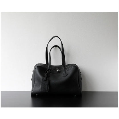 Premium Cowhide Boston Bag – Genuine Leather Large Capacity Women’s Bowling & Messenger Bag