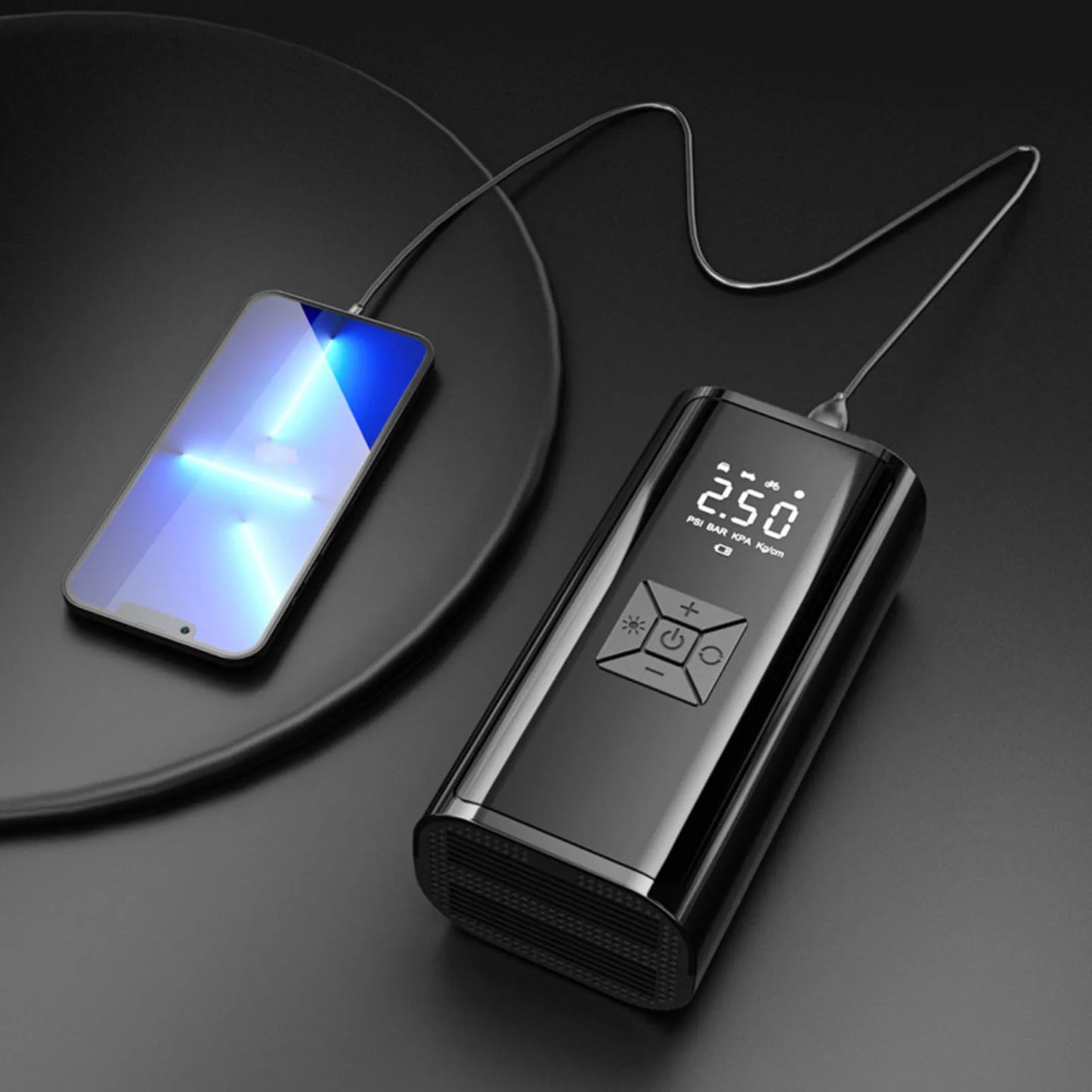 Cordless Tire Pump Powerful Motor  Pressure Gauge Portable Tire Inflator with LED Display Screen for Car Motorcycle Ball