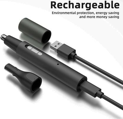 3-in-1 Electric Nose Hair Trimmer – USB Rechargeable Eyebrow & Facial Hair Remover (Aluminum Body)