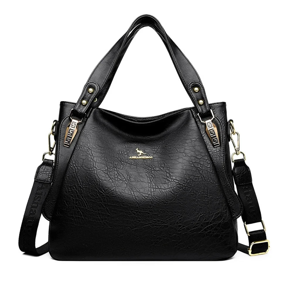 Genuine Soft Leather Women’s Handbag – Large Capacity Top Handle Shoulder & Crossbody Bag