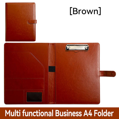 A4 PU Leather Folder Organizer – Multi-Functional Business Portfolio with Pen Holder & Card Slots