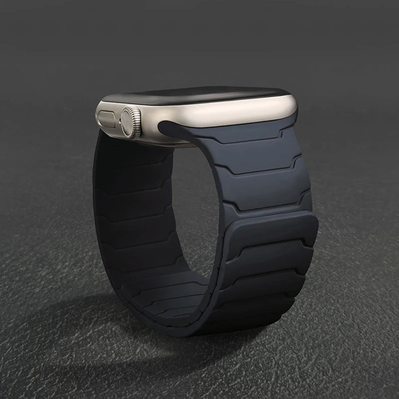 Magnetic Silicone Strap for Apple Watch – Adjustable Band (38–49mm, Ultra & Series Compatible)