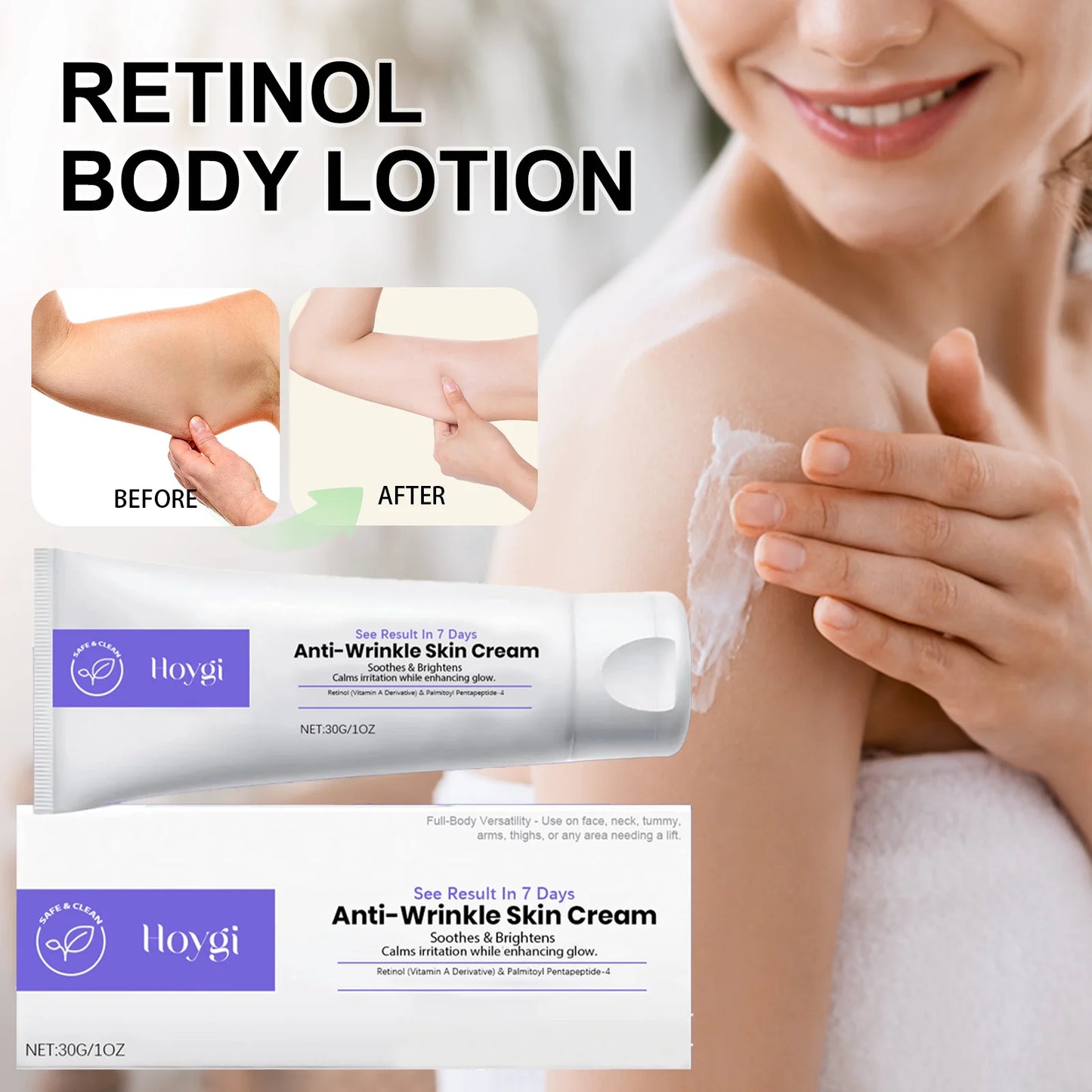 Hoygi Retinol Firming Night Cream for Face and Body Smooth Skin Oil Control Pore Refining Moisturizer for Dry Sensitive Skin 30g