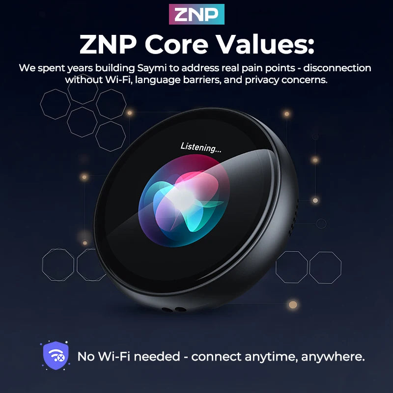 ZNP Z01 Portable Magnetic AI Voice Translator Ultra-thin Instant Professional Smart Voice Translation Display Touch Control for 150+ Languages 30Hrs Playback Children's Companion Robot Authentic Product for Office Use Gifting