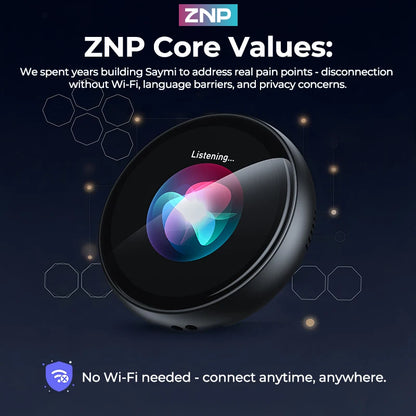 ZNP Z01 Portable Magnetic AI Voice Translator Ultra-thin Instant Professional Smart Voice Translation Display Touch Control for 150+ Languages 30Hrs Playback Children's Companion Robot Authentic Product for Office Use Gifting