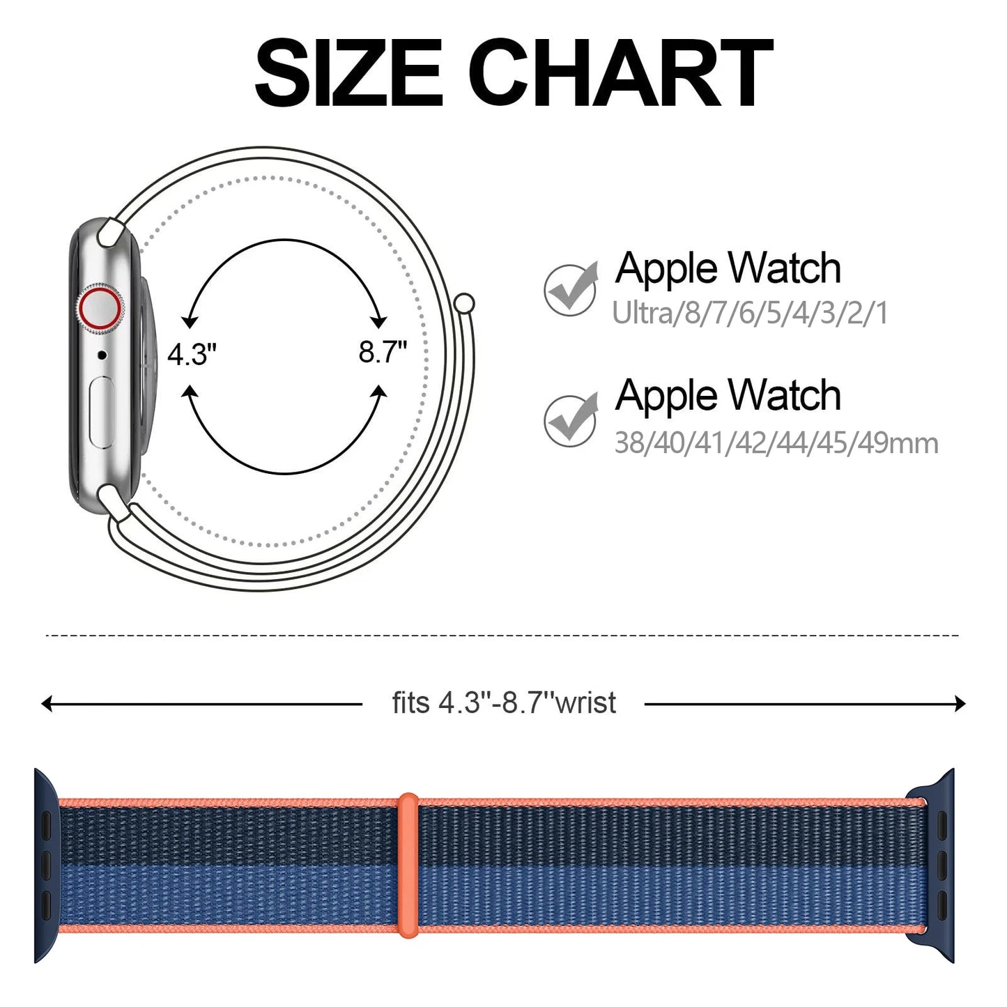 Nylon Loop Strap for Apple Watch Band 46mm 44mm 40mm 42mm 45mm 41mm 49mm 44 mm Bracelet iWatch Series Ultra 2 11 10 9 SE 7 6 5 4