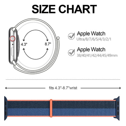 Nylon Loop Strap for Apple Watch Band 46mm 44mm 40mm 42mm 45mm 41mm 49mm 44 mm Bracelet iWatch Series Ultra 2 11 10 9 SE 7 6 5 4